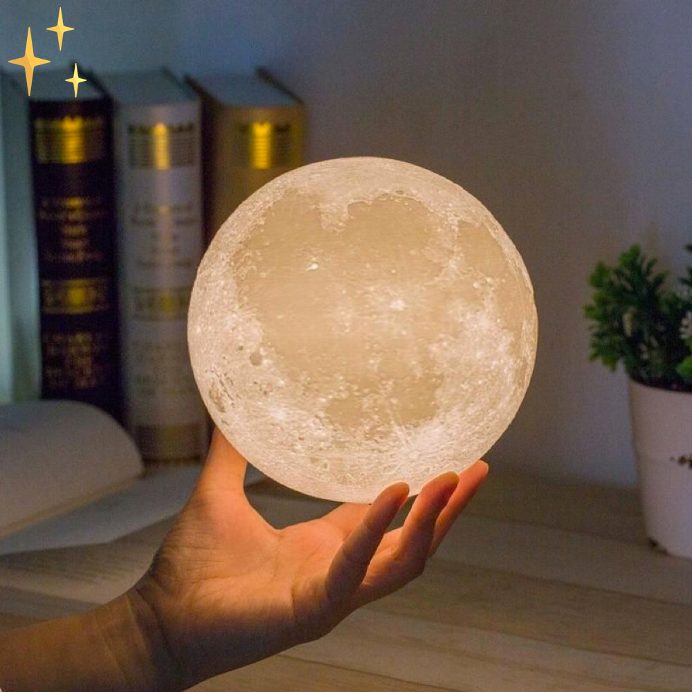 Colorful Moon Night Lamp with Remote and Wood Base