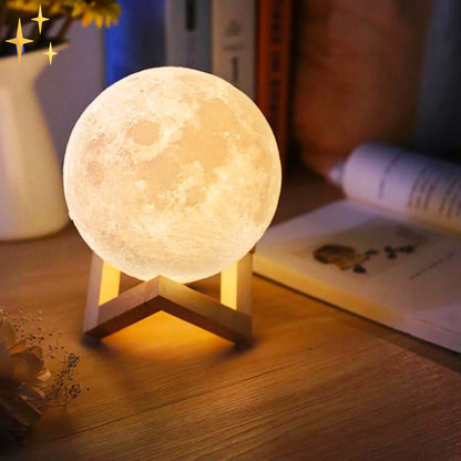 Colorful Moon Night Lamp with Remote and Wood Base