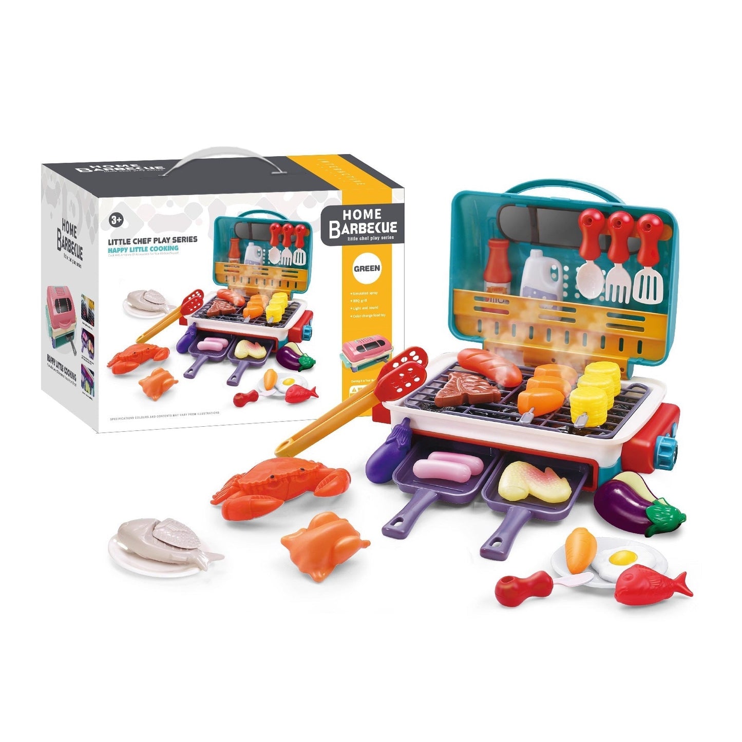 Fun Kids Play Kitchen BBQ Grill with Smoke Effect