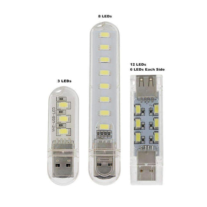 Compact USB LED Bedside Lamp - Bright White Light