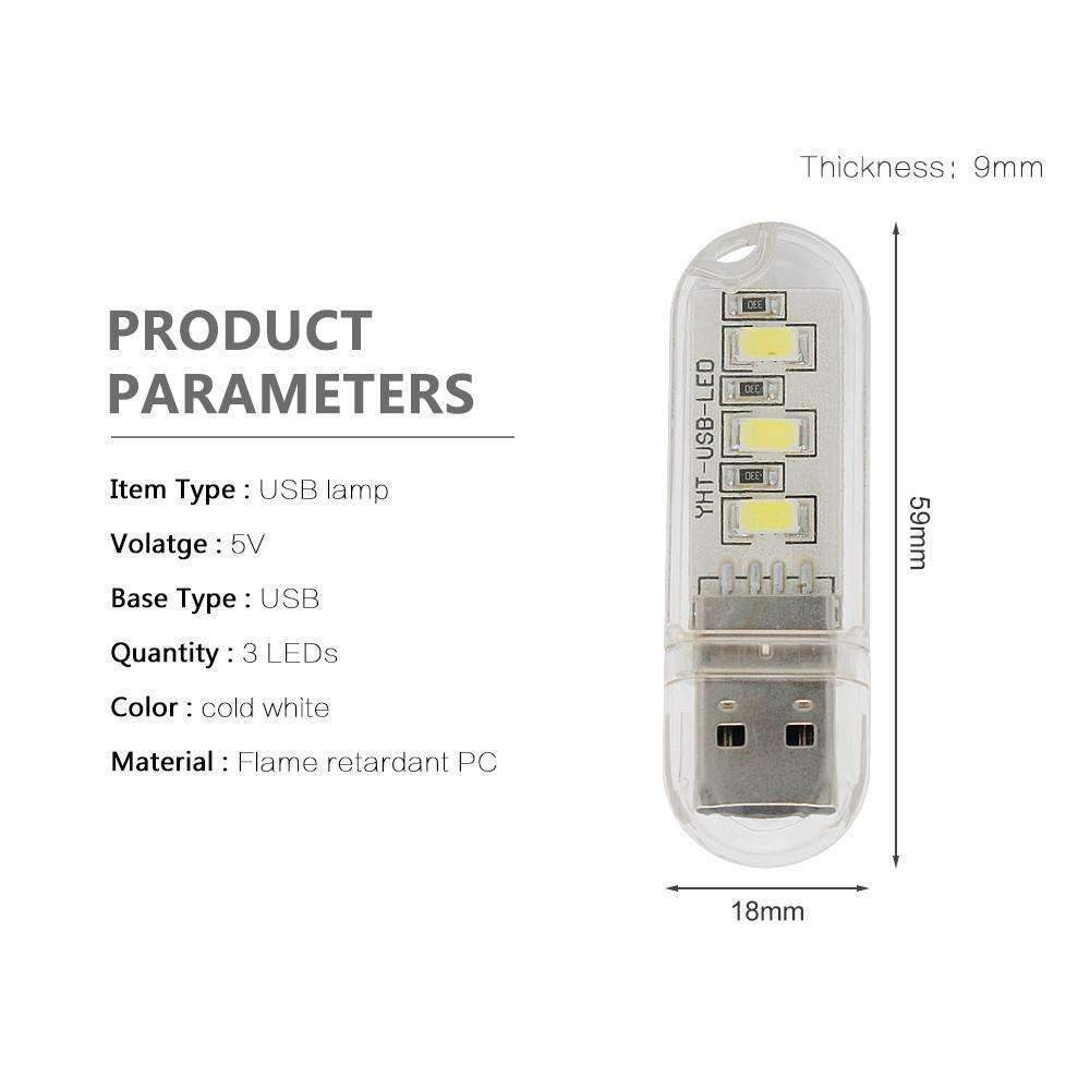 Compact USB LED Bedside Lamp - Bright White Light - Befez