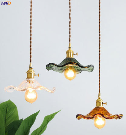 Stylish Glass Copper Pendant Light Fixture