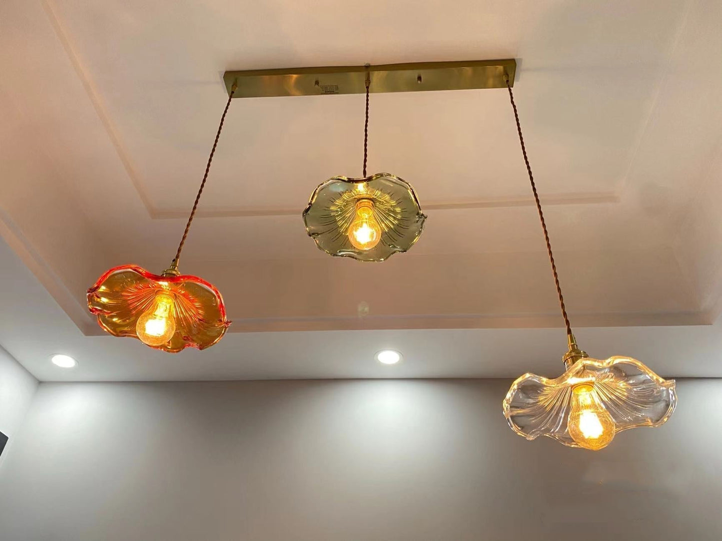 Stylish Glass Copper Pendant Light Fixture