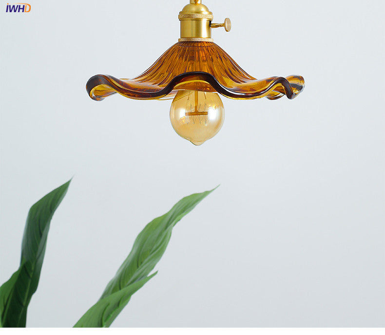 Stylish Glass Copper Pendant Light Fixture