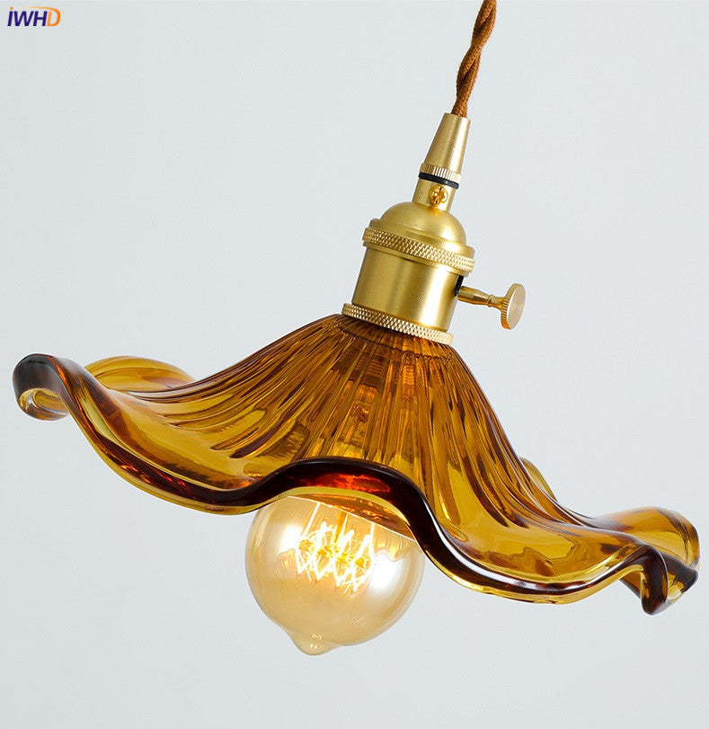 Stylish Glass Copper Pendant Light Fixture
