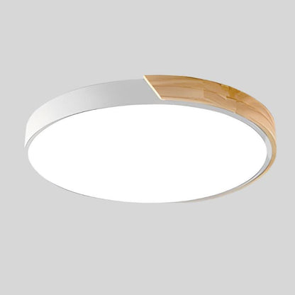 Scandinavian Wood LED Ceiling Lamp – Round Design