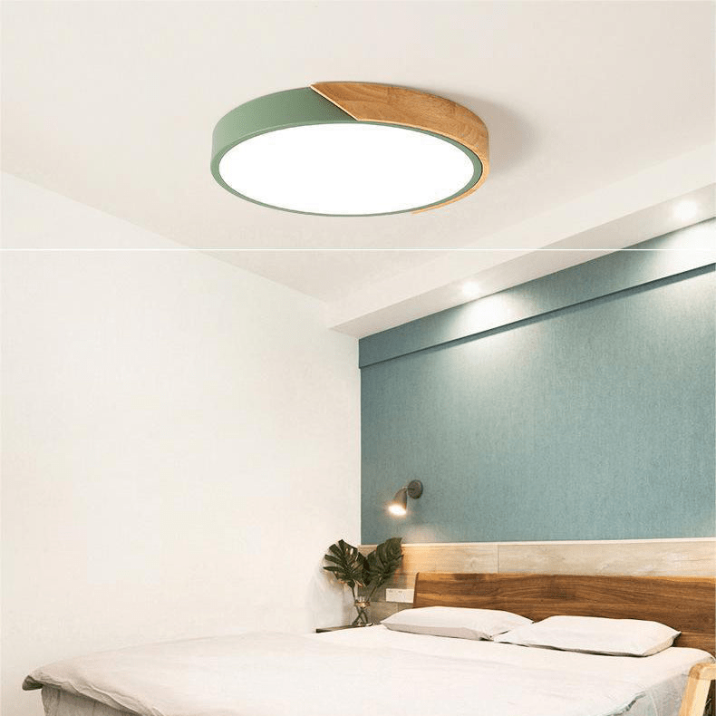 Scandinavian Wood LED Ceiling Lamp – Round Design