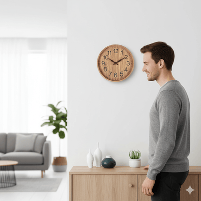 Quiet Rustic Wooden Wall Clock with Natural Beauty