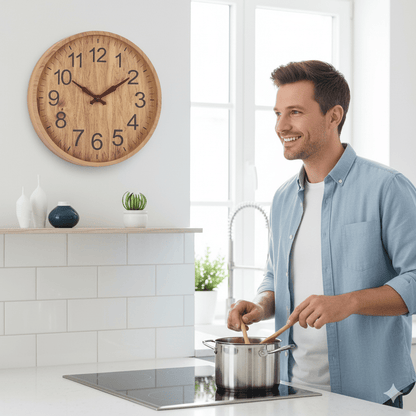 Quiet Rustic Wooden Wall Clock with Natural Beauty