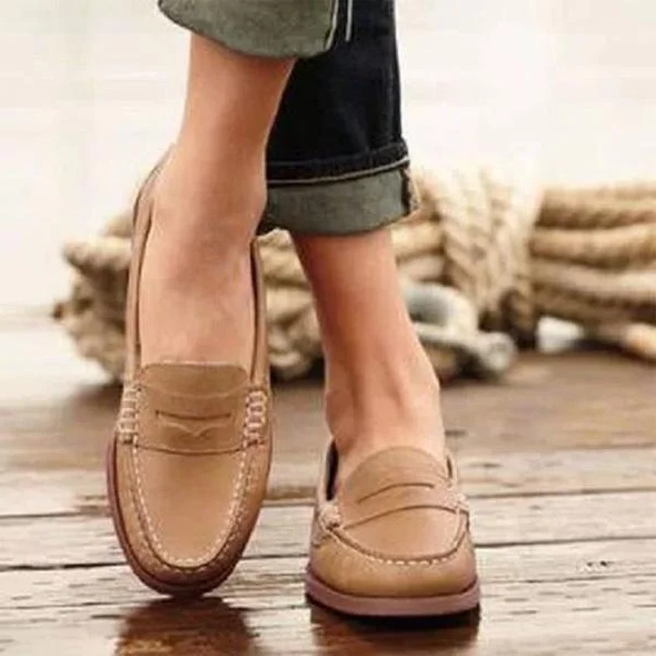 Classic Comfortable Low Heel Slip On Loafers
