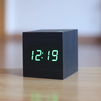 Rustic Wood LED Digital Alarm Clock