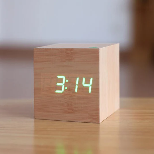 Rustic Wood LED Digital Alarm Clock