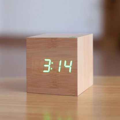 Rustic Wood LED Digital Alarm Clock