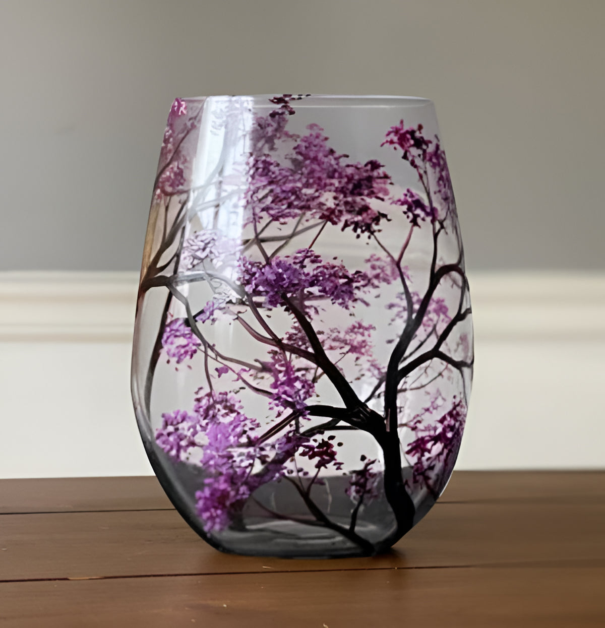 Colorful Tree Wine Glasses - Handcrafted Art Glass