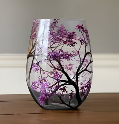 Colorful Tree Wine Glasses - Handcrafted Art Glass