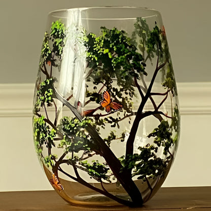 Colorful Tree Wine Glasses - Handcrafted Art Glass