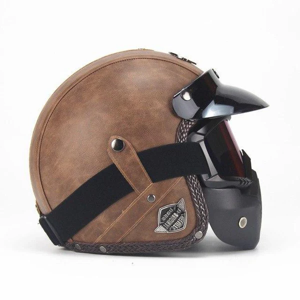 Classic Open Face Motorbike Helmet With Visor Mask - Befez