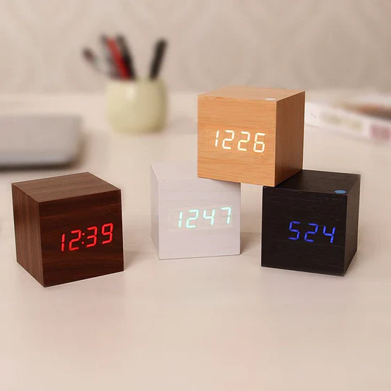 Rustic Wood LED Digital Alarm Clock