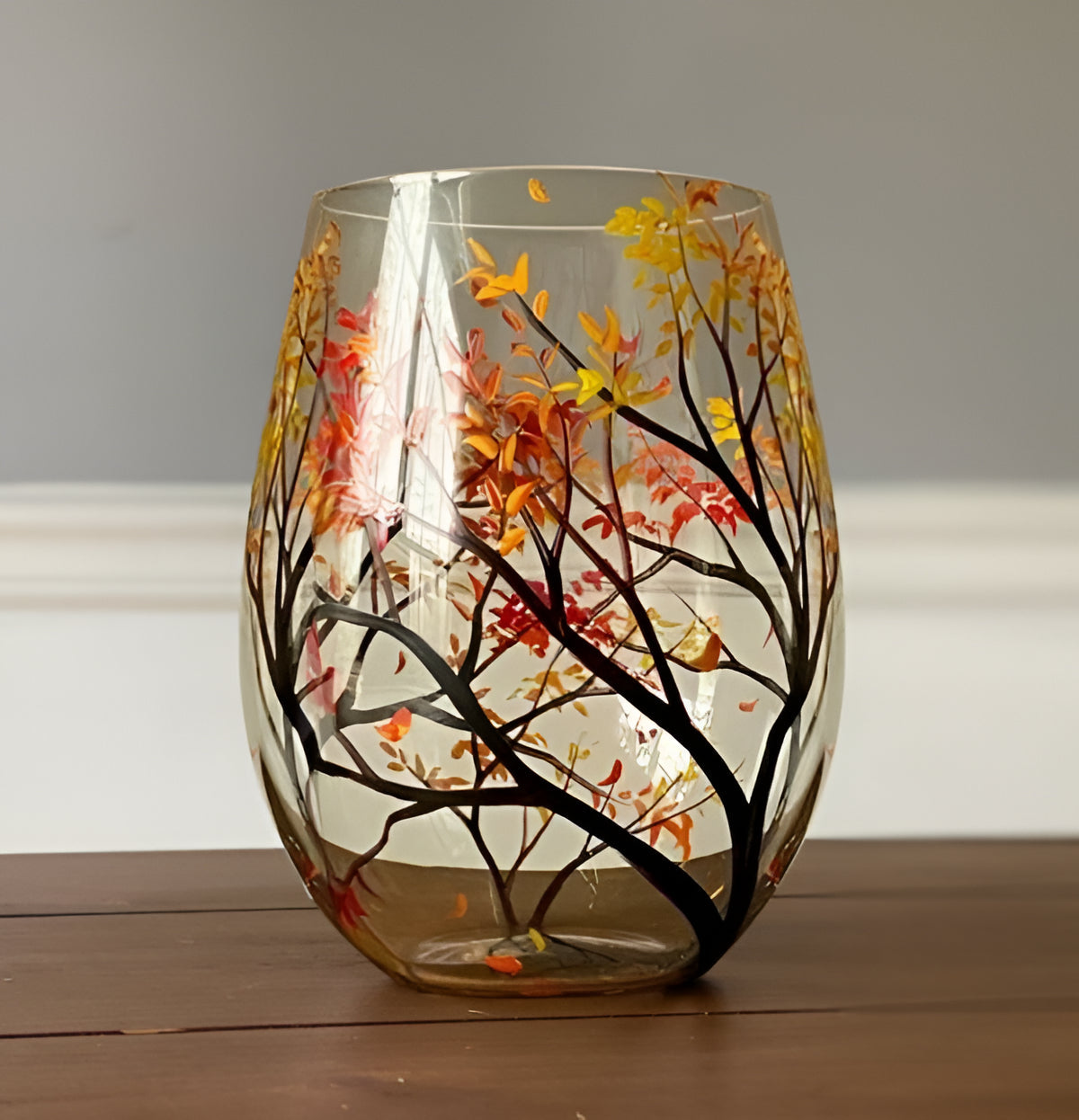 Colorful Tree Wine Glasses - Handcrafted Art Glass