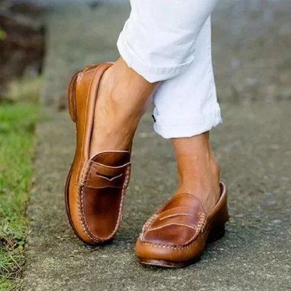 Classic Comfortable Low Heel Slip On Loafers