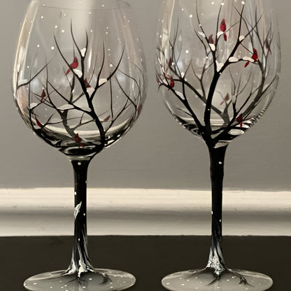 Colorful Tree Wine Glasses - Handcrafted Art Glass
