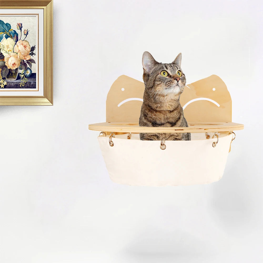 Natural Wood Cat Hanging Bed