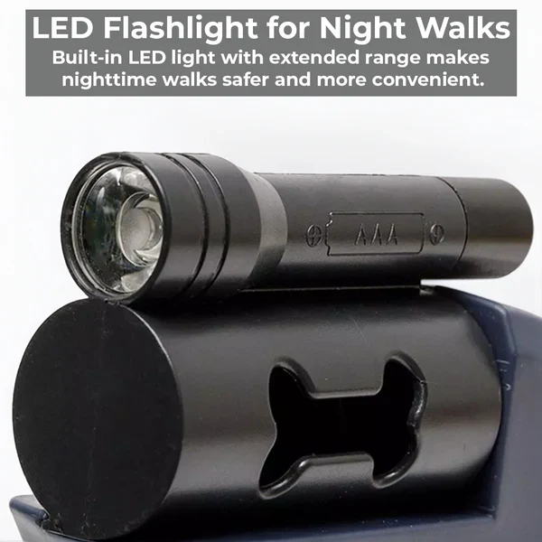 Adjustable Double Dog Leash with LED Light & Poop Bag Clip