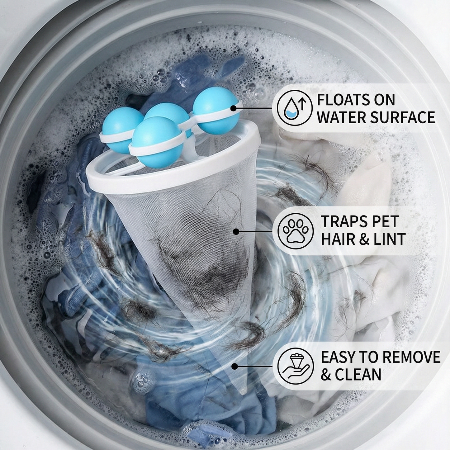 Washable Pet Hair Catcher for Laundry Machines