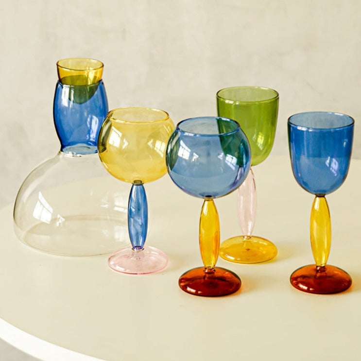 Colorful Glass Chalice and Carafe Set by Phillips