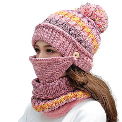 Soft Winter Beanie Scarf Set with Fleece Lining