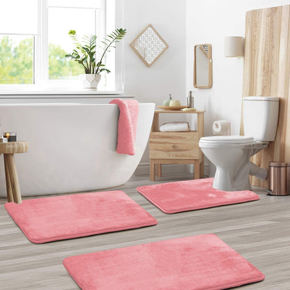 Soft Plush 3 Piece Bathroom Mat Set