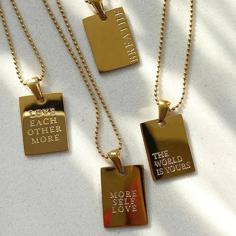 Uplifting Quote Engraved Pendant Necklace