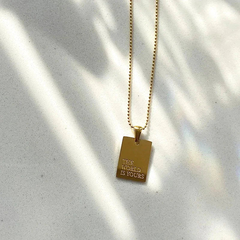 Uplifting Quote Engraved Pendant Necklace