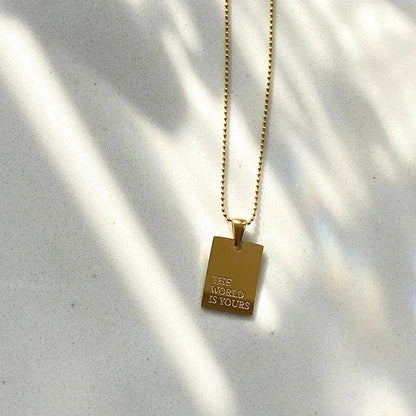Uplifting Quote Engraved Pendant Necklace