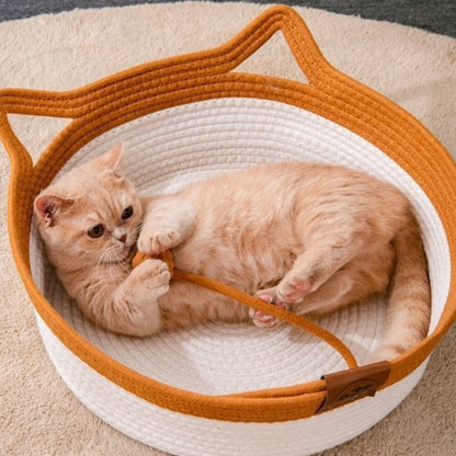 Cozy Natural Fiber Cat Bed Cushion