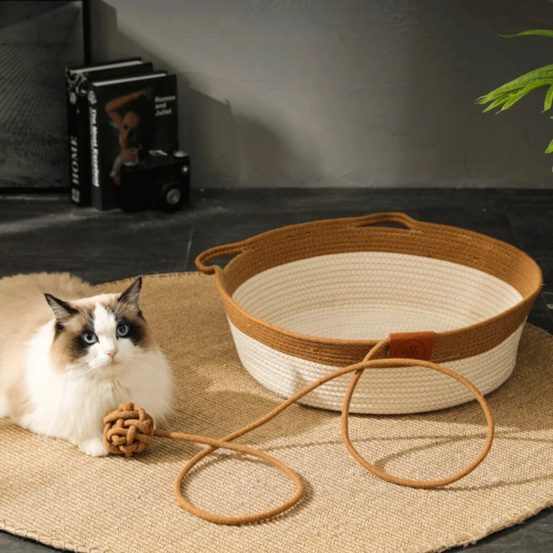 Cozy Natural Fiber Cat Bed Cushion