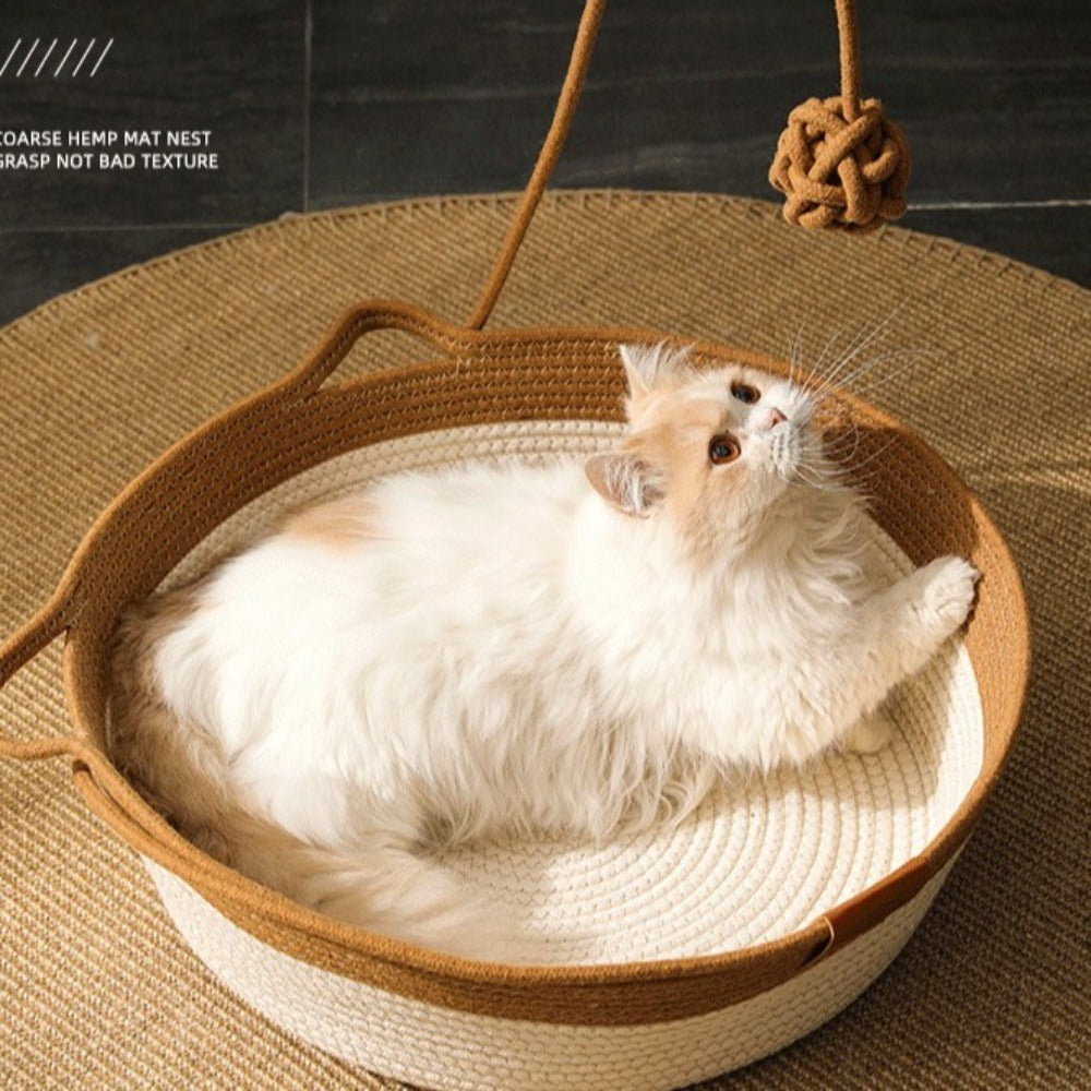 Cozy Natural Fiber Cat Bed Cushion