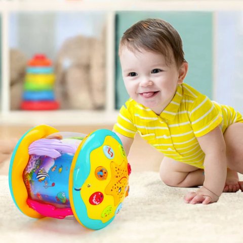 Colorful Baby Drum Toy with Music and Flashing Lights