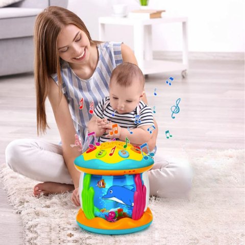 Colorful Baby Drum Toy with Music and Flashing Lights