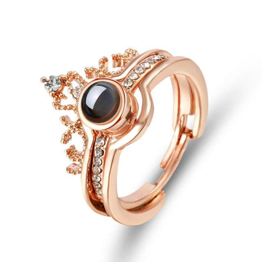 Romantic 100 Language Love Crown Couple Ring - Befez