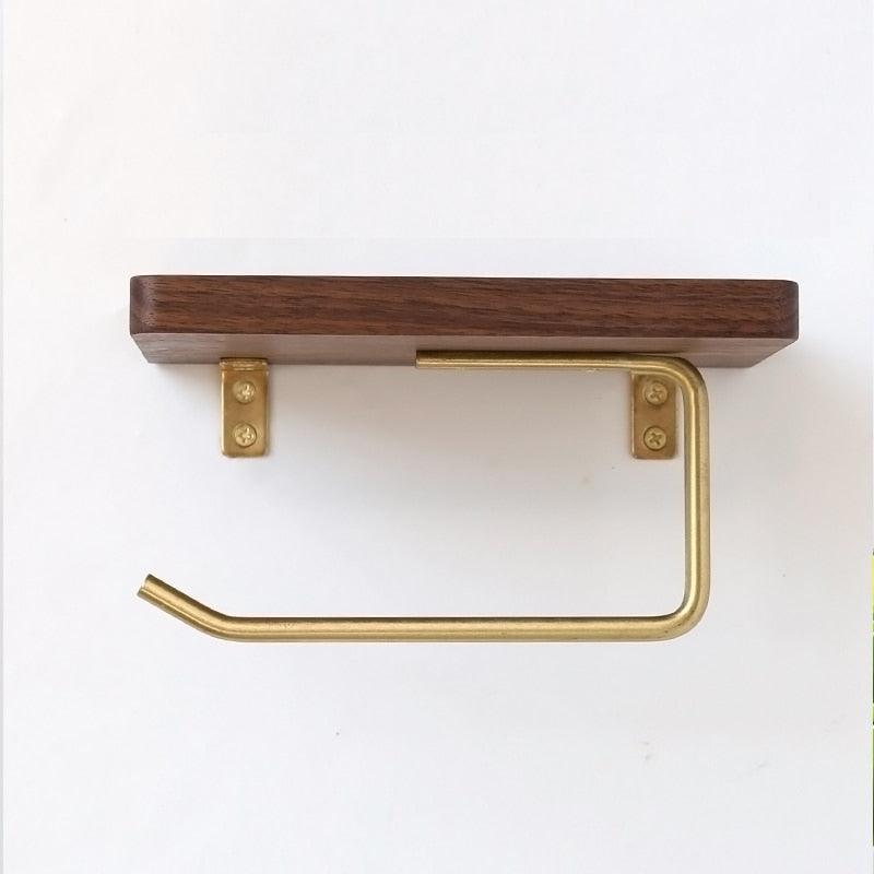Wooden Bathroom Toilet Paper Holder with Extra Storage