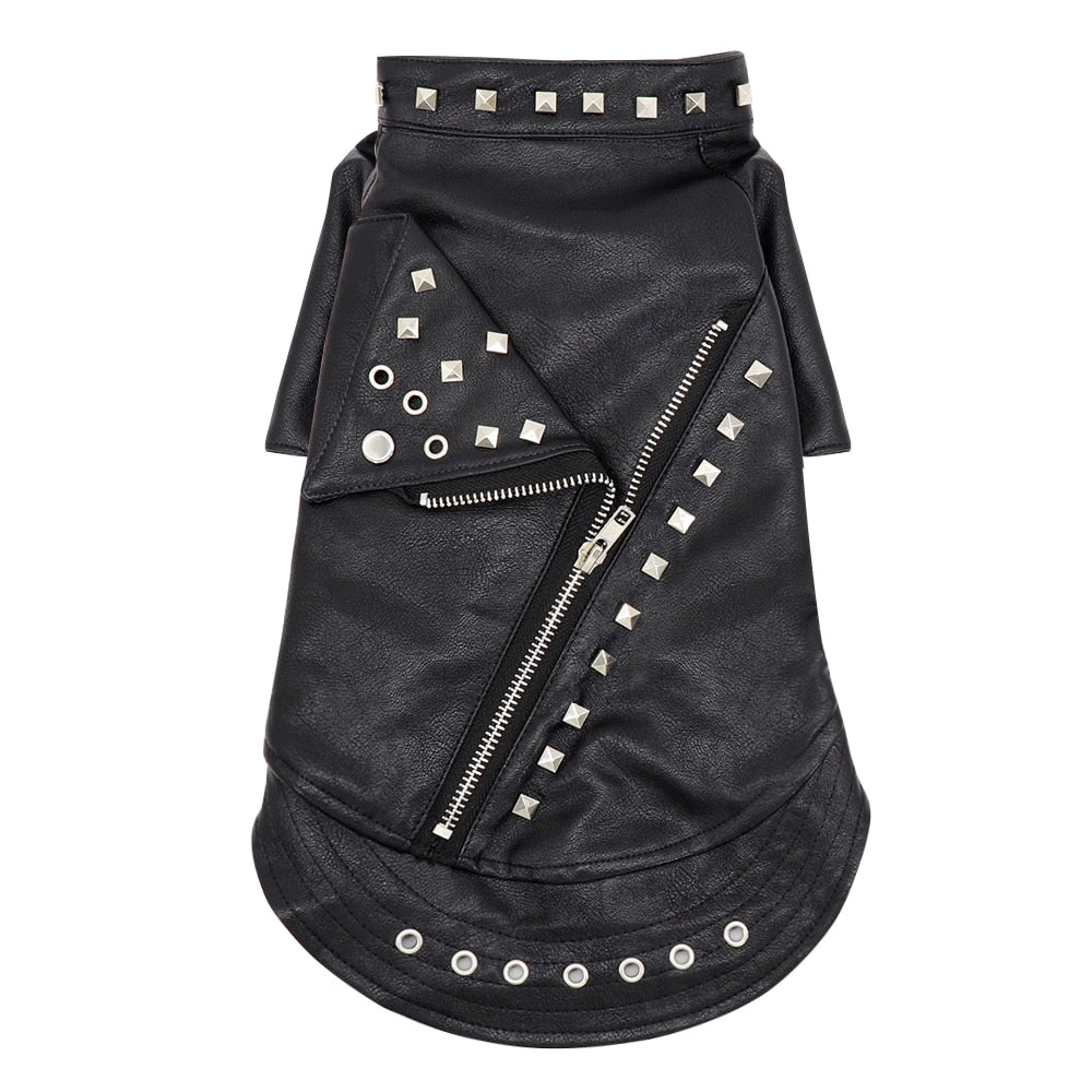 Stylish Faux Leather Dog Coat
