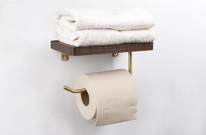Wooden Bathroom Toilet Paper Holder with Extra Storage