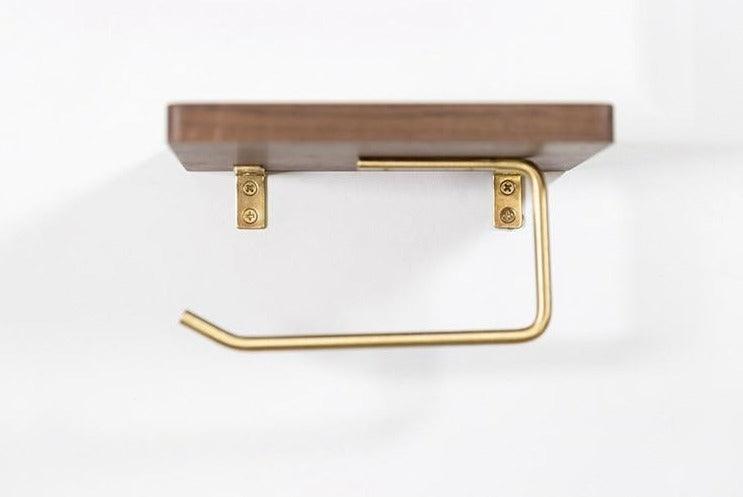 Wooden Bathroom Toilet Paper Holder with Extra Storage