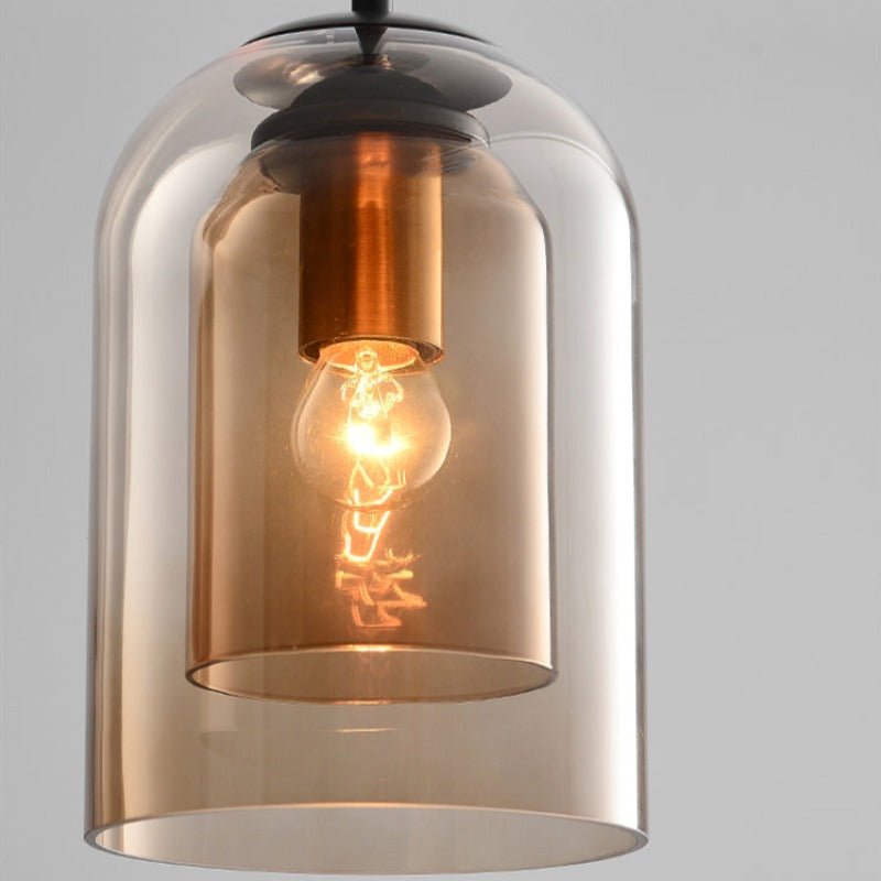 Vintage Metal Pendant Light with Dual Glass Shade