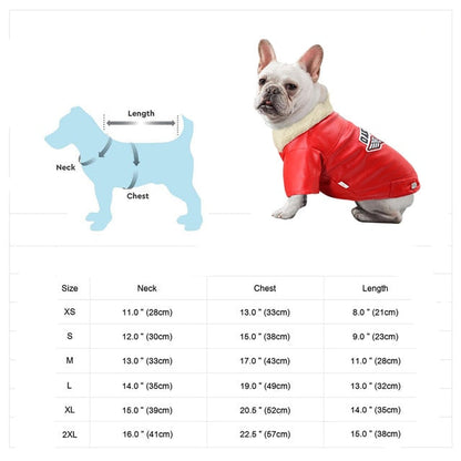 Stylish Faux Leather Dog Coat