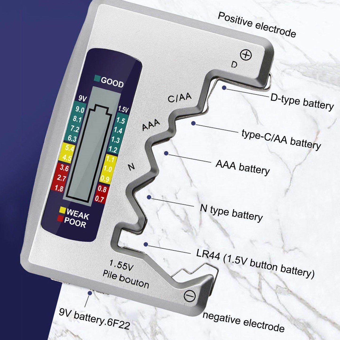 Accurate LCD Battery Life Voltage Tester