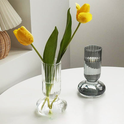 Clear Stripe Decorative Glass Vase - Befez