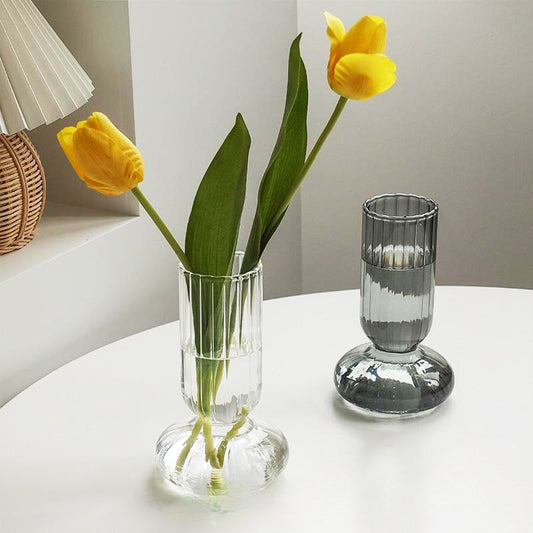 Clear Stripe Decorative Glass Vase - Befez
