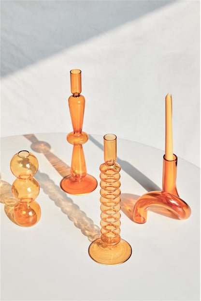 Stylish Orange Glass Candle Holder